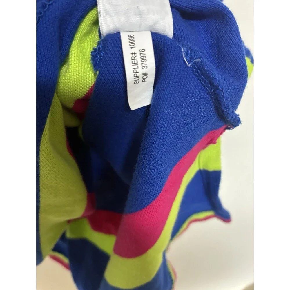 Polo Ralph Lauren Men’s Medium Polo Blue With Bright Red And Yellow Stripes